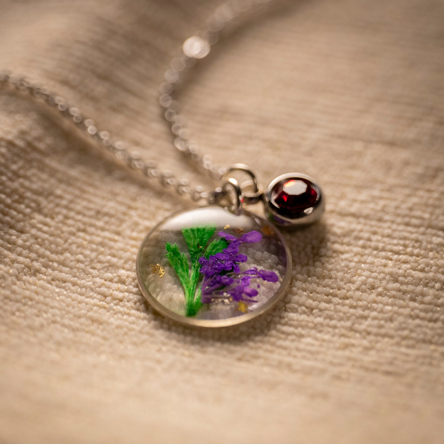 Silver Necklace - Birthflowers
