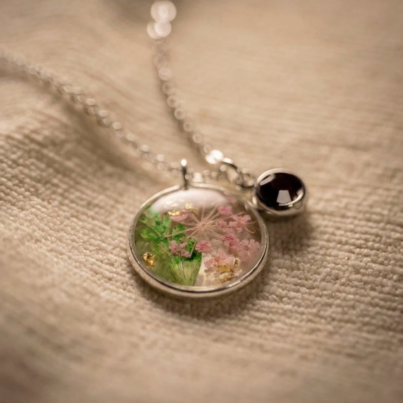 Silver Necklace - Birthflowers