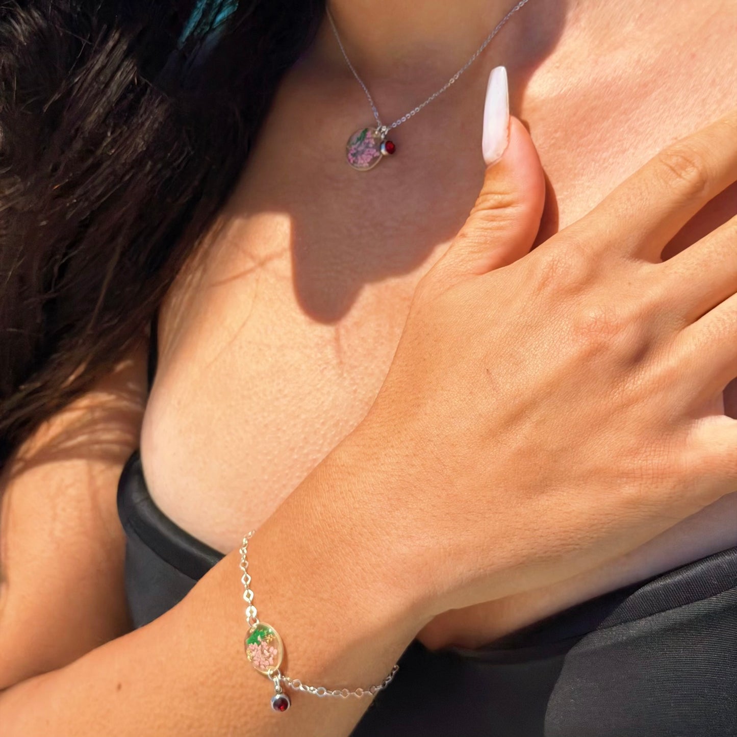 Silver Necklace - Birthflowers