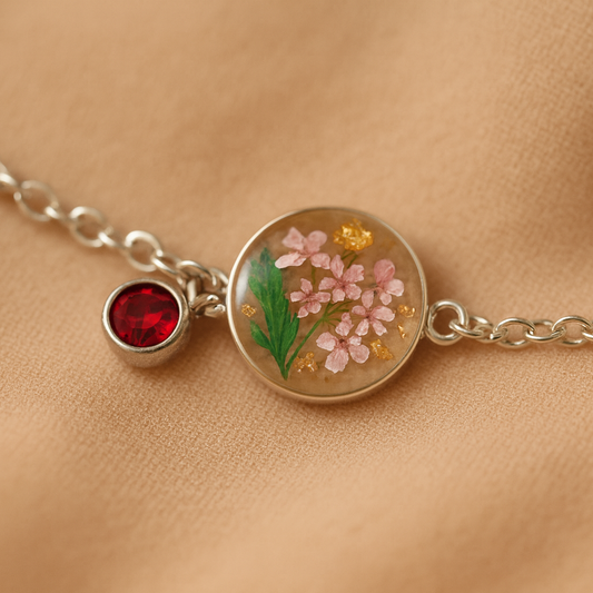 Silver Bracelet - Birthflowers