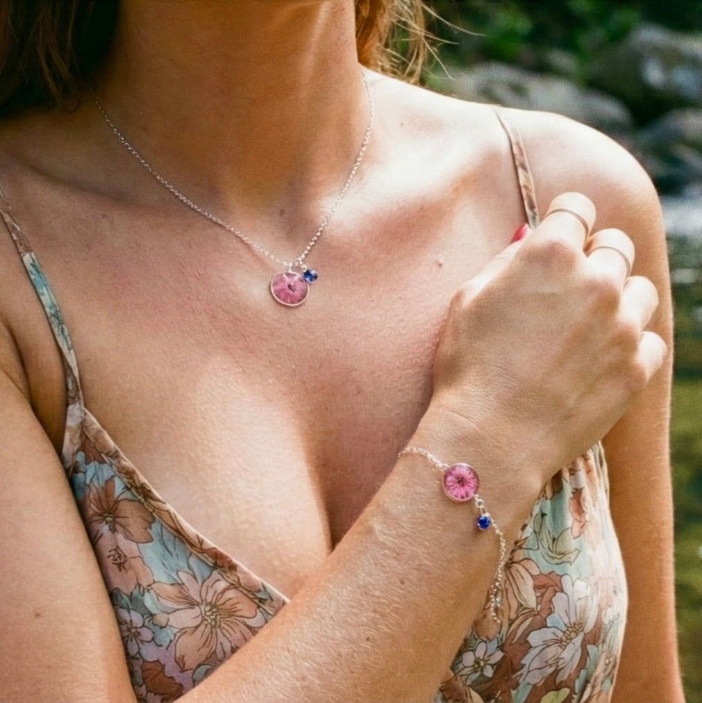 Silver Necklace - Birthflowers