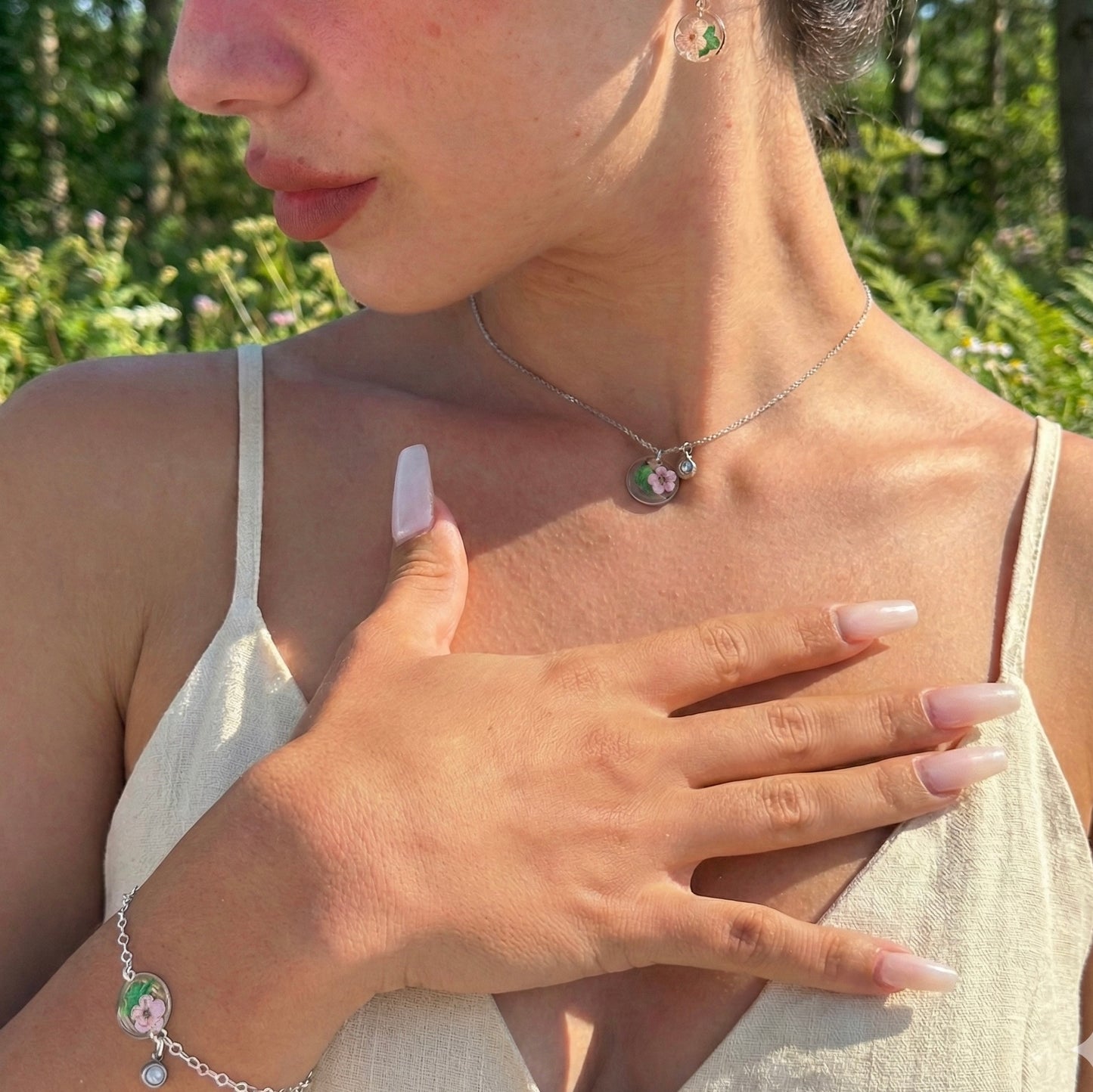 Silver Necklace - Birthflowers