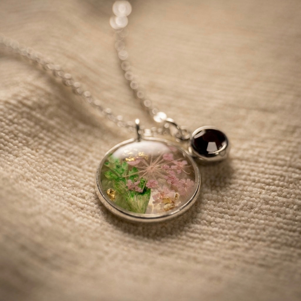 Silver Necklace - Birthflowers