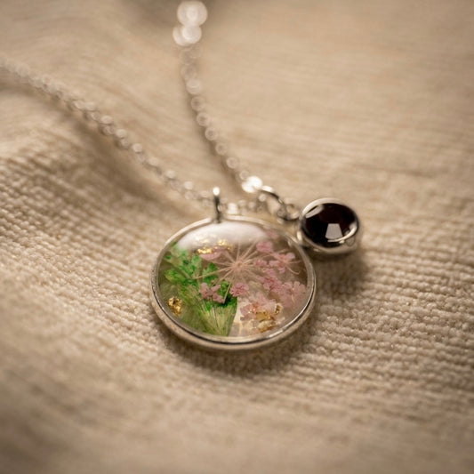 Silver Necklace - Birthflowers
